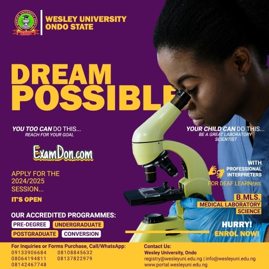Wesley University Post UTME Form 2024/2025 is Out [UPDATED]
